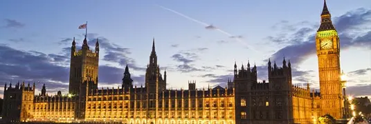 The houses of Parliament, location of Big Ben, the House of Commons and the House of Lords